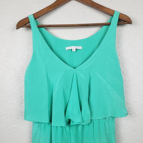 Amanda Uprichard Silk Dress Mint Draped Midi - S - Picture 2 of 5